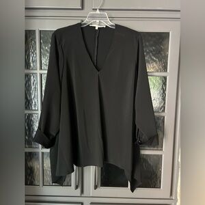 RACHEL Rachel Roy Black V-Neck Silky Blouse